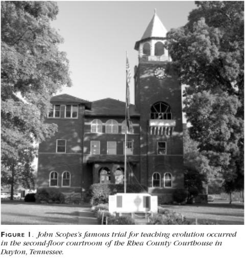 Figure 1: John Scopes’s famous trial for teaching evolution occurred in the second-floor courtroom of the Rhea County Courthouse in Dayton, Tennessee.